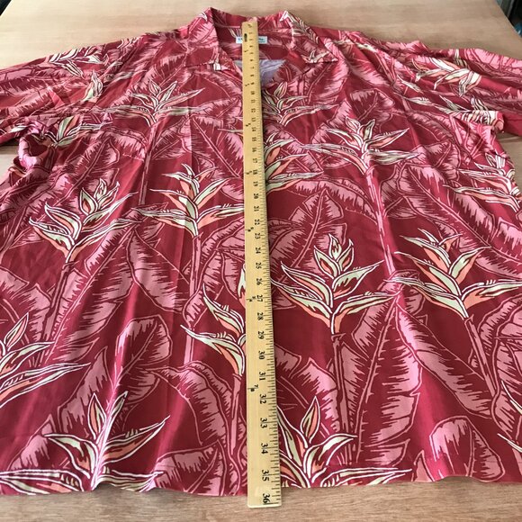 Bishop Street Hawaiian Shirt Men 2XL Red Floral Button Up Pocket Short Sleeve - Picture 5 of 11